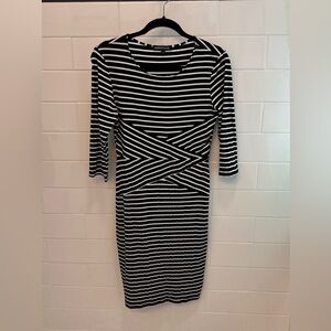 Monochrome Striped Long Sleeve Dress